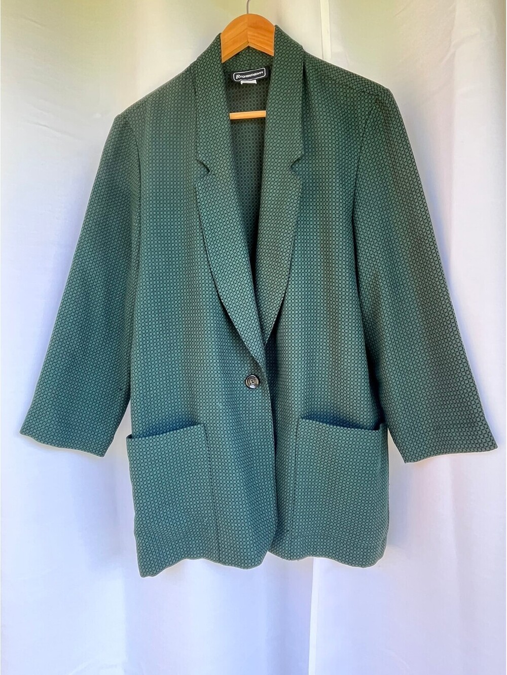 Vintage 80s Requirements Green Black Check Blazer Size 12 USA Made Career Wear
